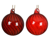 Decoris Glass Bauble 10cm - Red (2 Assorted)